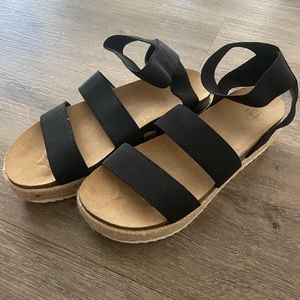 Black strappy espadrille sandals